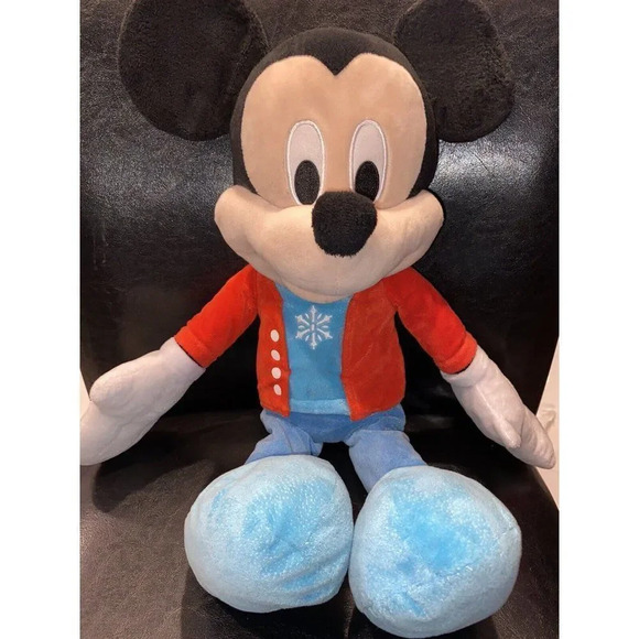 2017 Disney Mickey Mouse Plush 19" Large Snowflake Christmas Holiday Pre Owned - Picture 4 of 11
